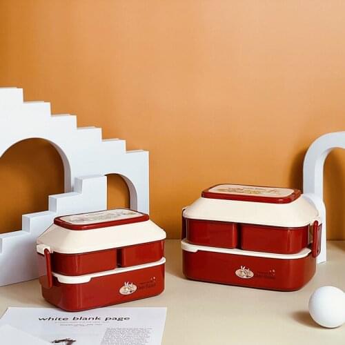 Cute Cartoon Style Lunch Box Office Worker Student Children Lunch Box Microwave Heating Food Container Portable Picnic Box