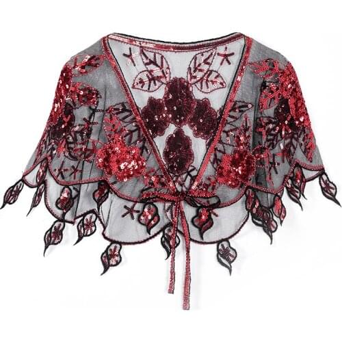 1920s Vintage Style Cape Embellished Bridal Shawl Capelet Flapper Bolero Cover Up Gatsby Party