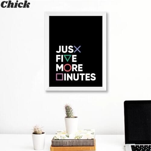 Modern Player Game Geek Wall Art Print Button Takes Only Five Minutes Poster Canvas Painting Game Room Room Decoration Picture