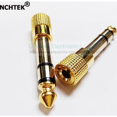 NCHTEK Golden Plated 3.5mm Female to 6.35mm Male Stereo Jack Adapter AUDIO CONVERTER Connector/Free Shipping/15PCS