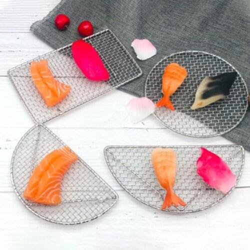 Stainless Steel 304 Barbecue Round/Rectangular/Semi-Circular Fried Food Grill for Meat Vegetables Seafood BBQ Tools BBQ Tray