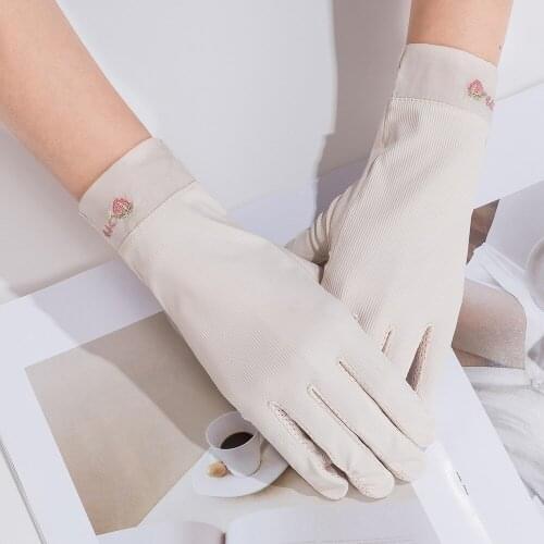 Women Summer Sexy Lace Cotton Thin Sunscreen Touch Screen Gloves Breathable Hollow Mesh Anti-UV Non-Slip Female Elegant Drive