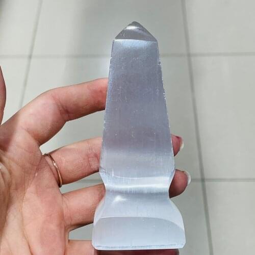 Natural Polished Selenite White Gypsum With Pedestal Crystal Home Decor