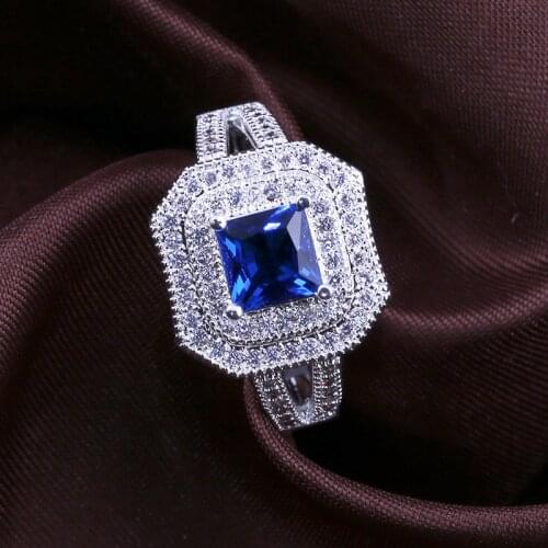 Drop Shipping silver ring natural Purple tanzanite Womens ring Zircon inlaid Gift for Females Fine crystal Jewelry