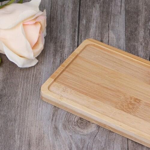 Rectangle Shape Bamboo Saucer Plant Tray Mini Plant Flower Pot Stand Favor Succulent Pot Tray Simple Elegant Design Home Y9UA