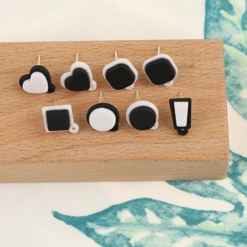 HAOSAW 6Pcs DIY Making/Jewelry Accessories/Black And White/Geometry Shape/Hand Made/Earrings Stud/Jewelry Findings & Components