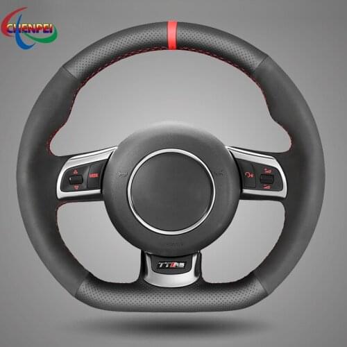 DIY Anti-Slip Black Leather Car Steering Wheel Cover For Audi TT A3 S3 (8P) Sportback TTS (8J) 2006-2014 Car Interior Decoration