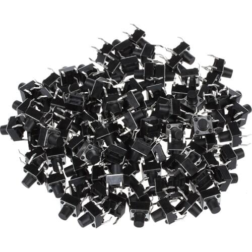 SODIAL(R) 100 Pcs 6x6x7mm Momentary Tactile Tact Push Button Switch 4 Pin DIP Through Hole