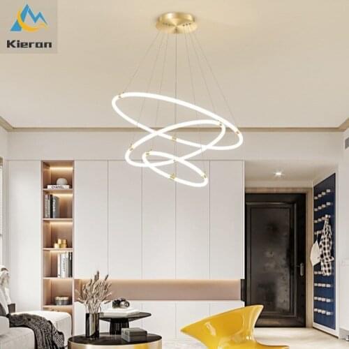 Modern Minimalist High-light Acrylic 3 Ring LED Chandelier Bedroom Dining Room Pendant Light Room Decor Rust-proof Pendant Lamp