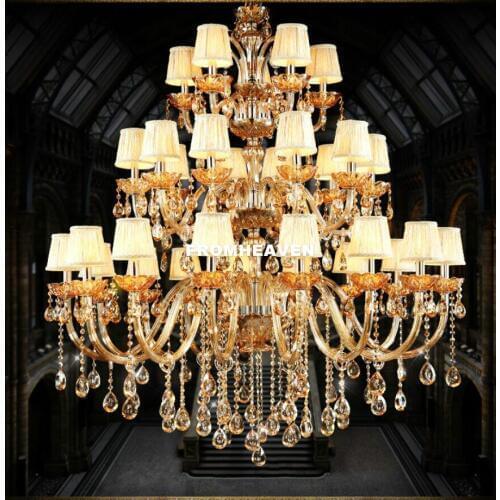 Modern D120cm H150cm 30L crystal Luxury Cognac/Amber Color Light K9 Fashion Chandelier Crystal Top Grade K9 Chandelier Lighting