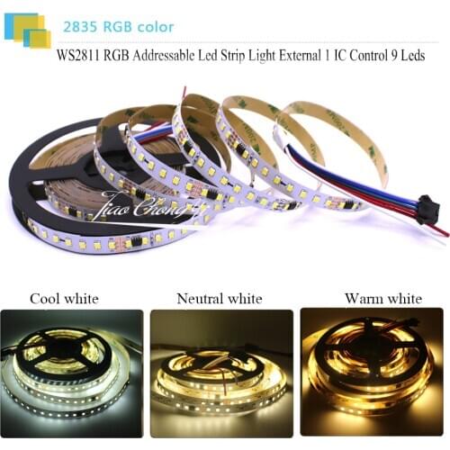 WS2811 2835 126LED/M DC12V White/ Warm White Single Color Pixel Addressable LED Strip Flexible Digital Led Tape 5M