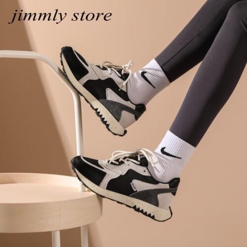 Chunky Platform Sneakers Women Flat Shoes Fashion Lace-up Comfortable Thick Bottom Casual Shoes for Women