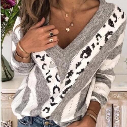 SEASONS Women Streetwear Geometric Pattern Print Sweater Autumn Winter Knitted Pullover Sweaters Loose Retro Pullovers ASSW81453