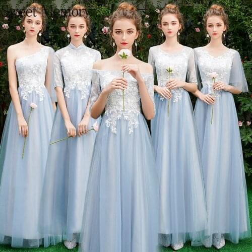 Lady Robe 2021 Appliques Lace Up Long Bridesmaid Dresses Women Vestidos Wedding Party Prom Dress Sweet Memory
