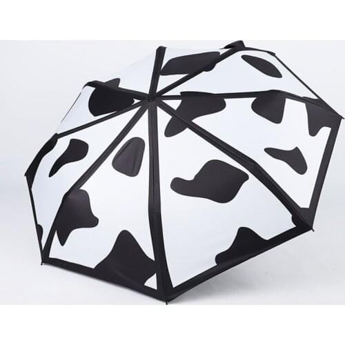 8 Ribs Manual Black Three Folding Umbrella Rain Womens Sunscreen Anti-ultraviolet Umbrella For Children Girl Windproof Parasol