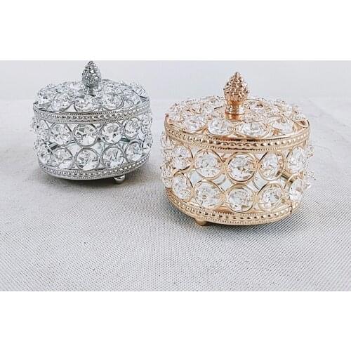 1pcs/lot Silver Gold Elegant Crystal Jewelry Box Wedding Centerpieces Table Candelabra
