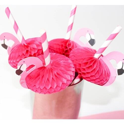 10/20PCS 3D Flamingo Drinking Straws Jungle Paper Straw Summer Pool Party Supplies Wedding Decor Adult Pink Blue Flamingo Straws