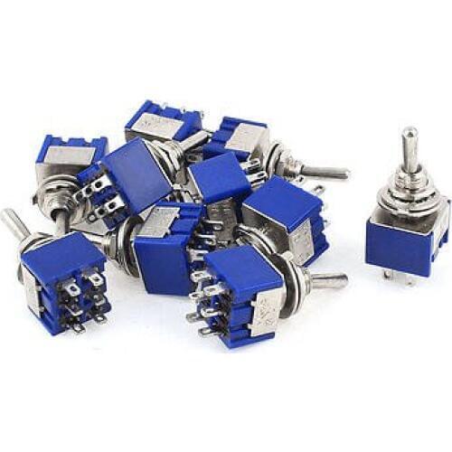 10pcs On/On SPDT 6 Terminals Mini Latching Button Switch AC 125V/6A