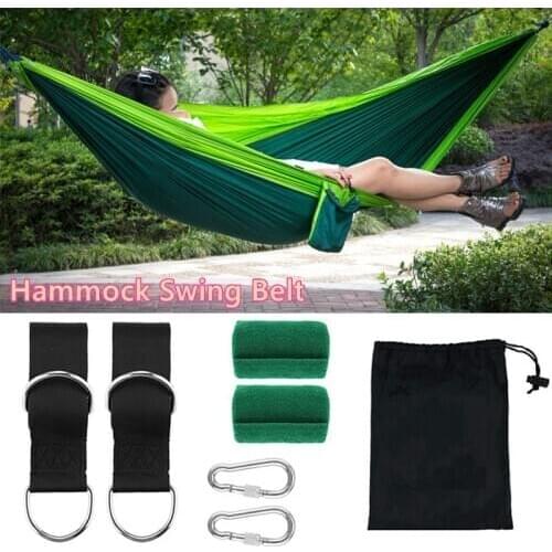 2Pack Outdoor Hanging Tree Swing Belt Set Hammock Suspended Straps Connective Carabiner Rope