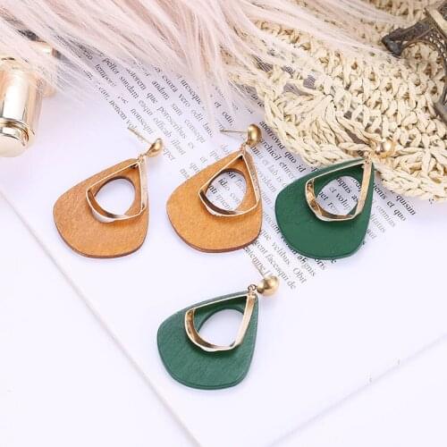 2020 Fashion Boho Geometric Unique Wooden Drop Earrings For Women Bohemian Vintage Wood Dangle Earring Jewelry