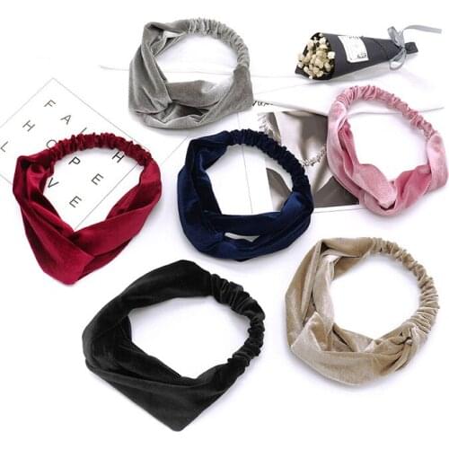 2021 Fashion Gold Velvet Knot Turban Headband Women Girls Scrunchy Hair Head Bands Wrap Accessories for Women Headwrap Headdress