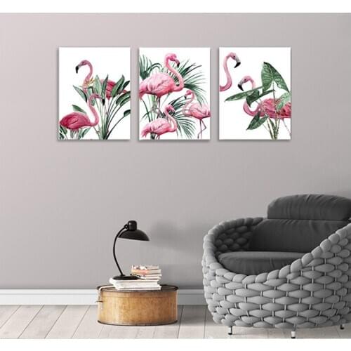 3Pieces Nordic Flamingo diamond Painting embroidery full diamond Art Picture for Wall Home Bedroom Living Room DecorativeZP-405