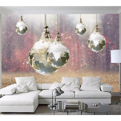 Beibehang Custom Mural 3D Wallpaper Photo HD Fashion Crystal Ball Crystal Colorful Leisure Sofa TV Background papel de parede