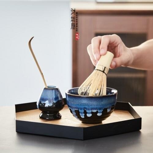 4 pieces/sets matcha giftset bamboo matcha whisk scoop ceremic Matcha Bowl Whisk Holder matcha tea sets