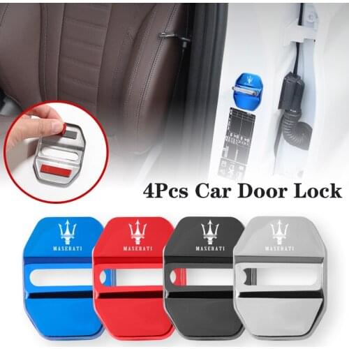 4Pcs Universal Stainless Car Door Lock Stickers For Maserati Ghibli President Levante MC20 MC12 Spyder Coupe Alfieri GranSport