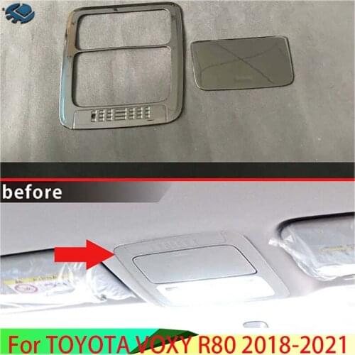 For TOYOTA VOXY R80 2018 2019 ABS chrome piano black front interior lamp reading lamp trim cover