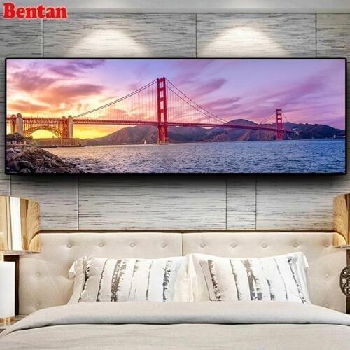 Large DIY Diamond Painting Sunsets Natural Bridge Coast Landscape Cross Stitch Full Square Round Diamond Embroidery Mosaic 5 d