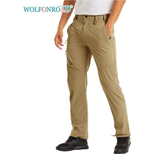 WOLFONROAD Men Hiking Pants Quick Dry Elasticity Plus Size Pants Outdoor Sport Trekking Climbing Trousers Pants Waist Up to 40