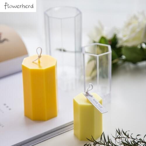 DIY Candle Making Acrylic Hexagonal Candle Mould Polygonal Columnar Wax Melt Mold Plaster Mold DIY Soap Form Fondant Tools