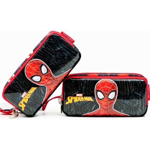 Spiderman Double-layer Large-capacity Boys Primary School Pupils Canvas Stationery Box Pencil Cases Back To School