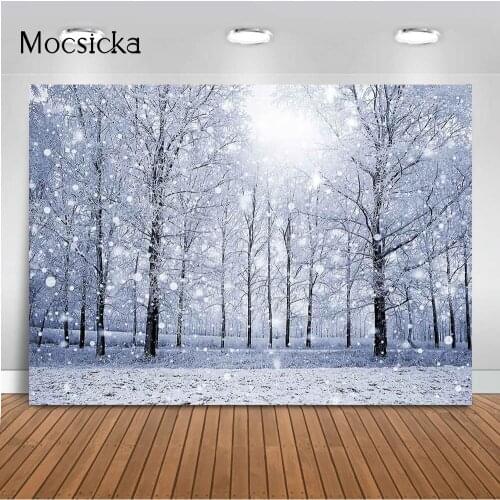 Winter Snow Scene Photography Background White Snowflake Portrait Photo Background for Picture Photo Studio Photocall Decoration