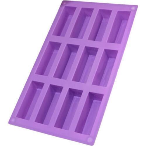 JX-LCLYL New 12-Cavity Rectangle Cake Silicone Mould Candy Chocolate Soap Ice Cube Mold