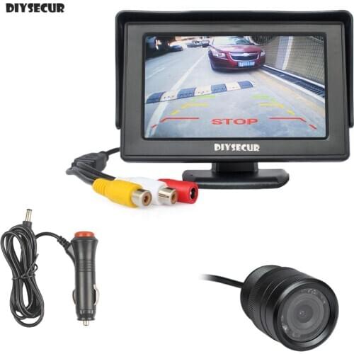 DIYSECUR IR Night Vision Waterproof Rear View Backup Car Camera Parking Camera + 4.3 inch LCD Display Car Monitor Parking System