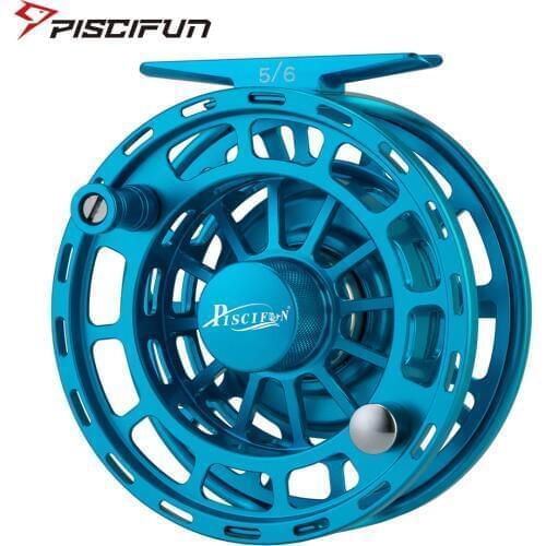 Piscifun Platte Fly Reel 5/6 7/8 9/10 WT Fly Fishing Reel CNC Machine Cut Fishing Reel Large Arbor Aluminum Fly Reels
