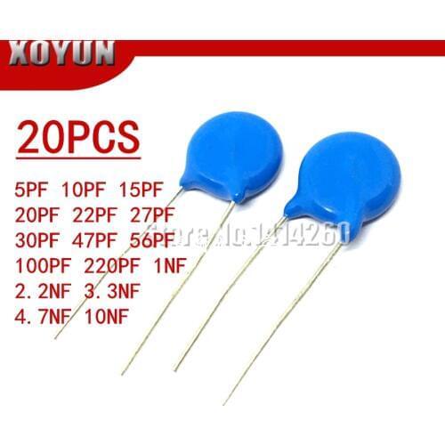 20pcs High voltage Ceramic Capacitor 3KV 5PF 10PF 15PF 20PF 22PF 27PF 30PF 47PF 56PF 100PF 220PF 1NF 2.2NF 3.3NF 4.7NF 10NF