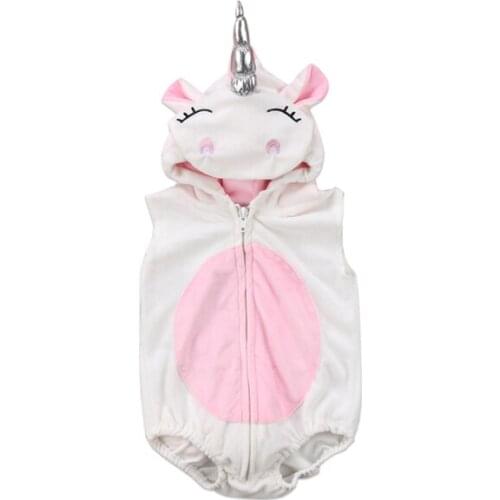 Lovely Novelty 0-24M Newborn Toddler Baby Boys Girls Long Sleeve Hooded Zipper Cartoon Warm Bodysuit With Tail Outfit Winter
