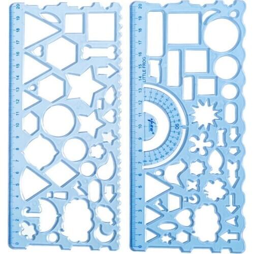 2PCS Creative Fun Tangram Wanhua Ruler Multifunctional DIY Puzzle Drawing Template Rulers Gift School&Office Stationery Wholesal