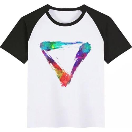 Colorful Triangle Baby Girls Tshirt Boy Summer Short-Sleeved Casual T-shirts Kids Childrens Fashion Tops Girls Summer Tee
