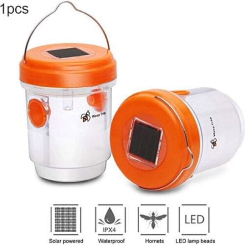 1PCS Solar Powered Wasp Trap With UV LED Light Reusable Outdoor Bees Bugs Fly Catcher Killer Solar Powered Drosophila Fly Trap
