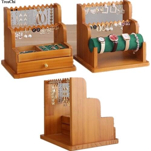 Multifunctional Jewelry Rack Drawer Type Jewelry Solid Wood Display Shelf Bracelet Necklace Storage Antique Jewelry Rack organiz