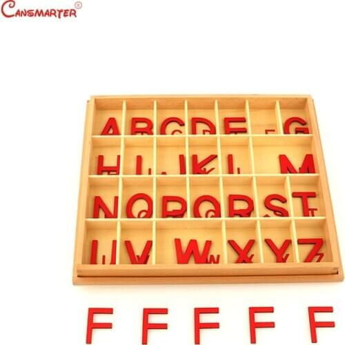 Montessori Language Toys Exercise Large Movable Alphabet Capital Box Preschool Teaching Kids Educational Toy Beech Wood LA024-Q3