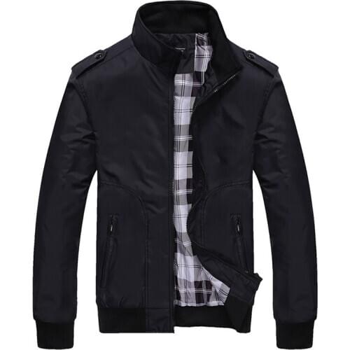 2019 Mens Jackets Spring Autumn Casual Coats Solid Color Sportswear Stand Collar Jackets Male Bomber Jackets Plus Size 4XL