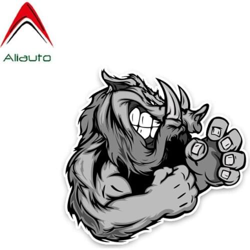 Aliauto Personality Sticker Strong Unfriendly Plump Wild Boar Decoration Decals PVC Popular Animal Car Accessories,11cm*11cm