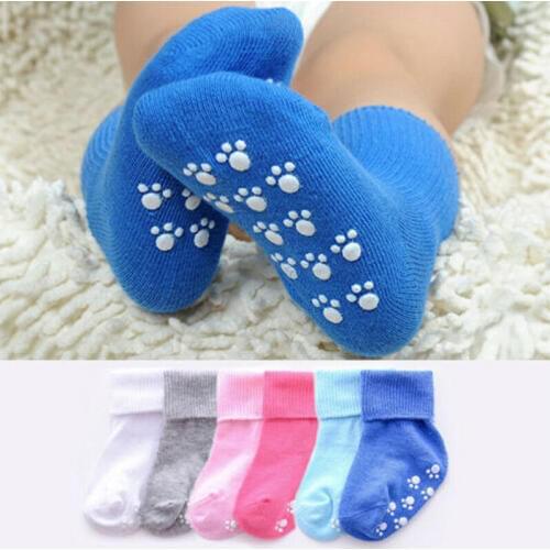 Anti Slip Baby Socks Rubbers Unisex Baby Girl&Boy Newborn Socks New Solid Color Infant Toddler Cotton Baby Sokken 0~6Y Kids Soft