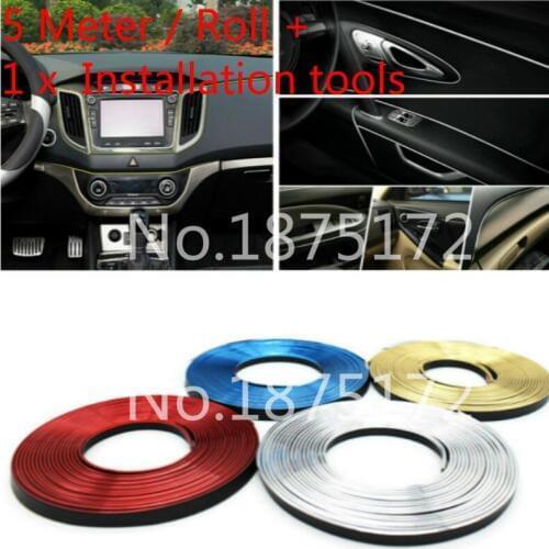 4Colour 5M Car Dashboard Panel Decoration Black Edge Gap Line Point Car Styling Door Moulding Trim Car stickers Decoration Strip