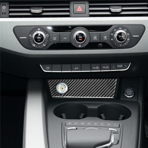 Carbon Fiber Cigarette Lighter Panel Decorative Cover Trim Sticker for Audi A4 B9 2017-2019 Car Accessories Interior Decoration